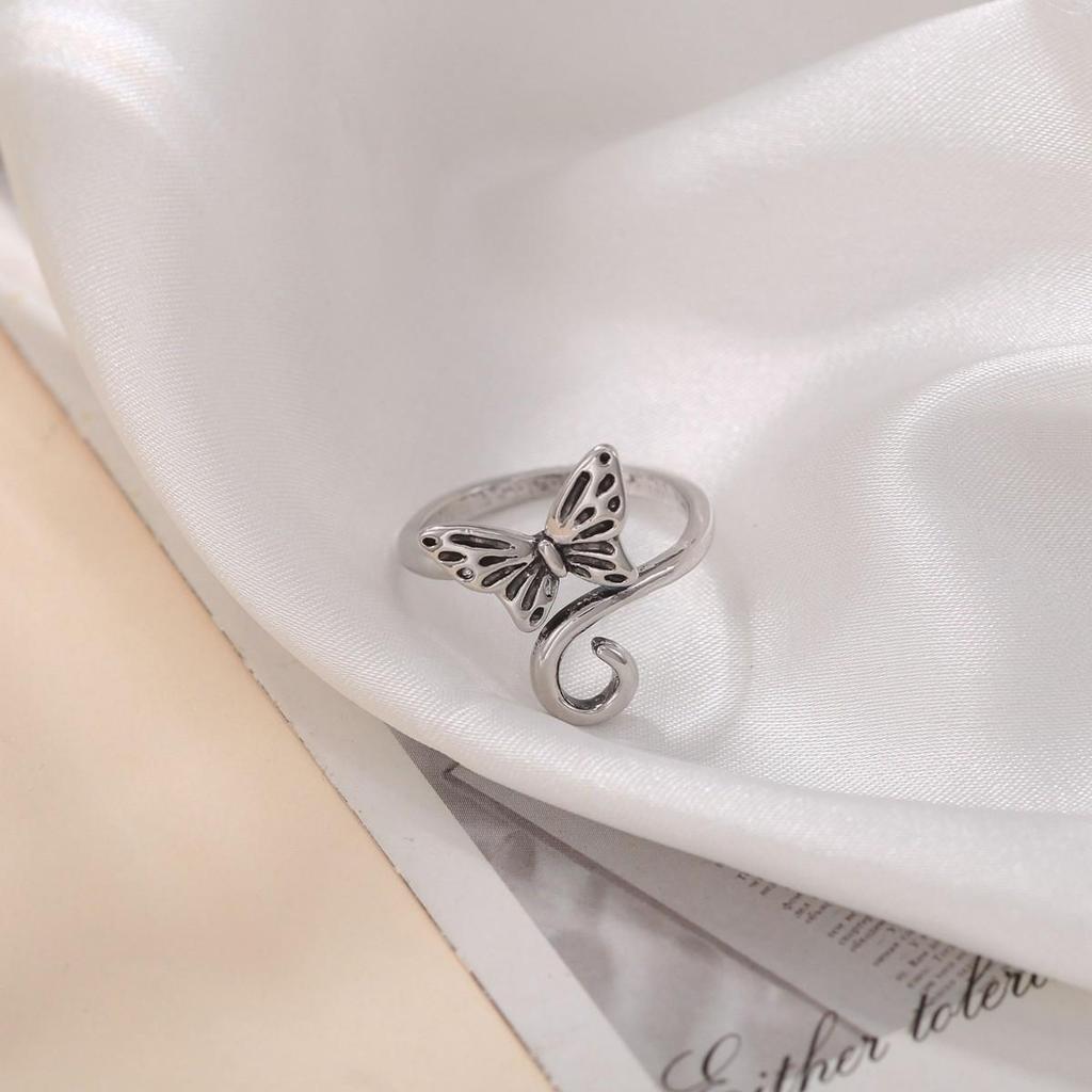 Anello Gatto Geometrico Europeo & Americano, Design Aperto Regolabile, Ornamento Animale Lavorato a Maglia per Dita.