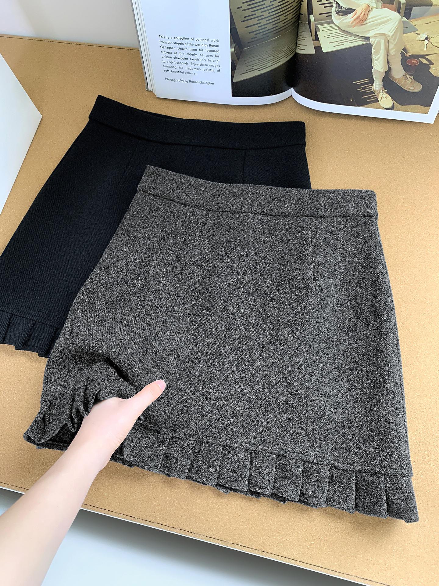 Plus Size Plaid Pleated Wool Mini Skirt - High Waist A-Line for Spring/Autumn Extra Large серый