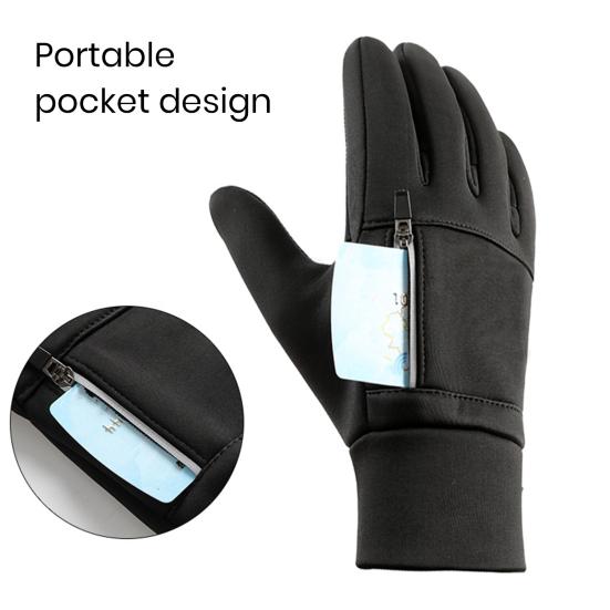 1 Pair Winter Cycling Gloves Great Friction Particle Palm Finger-flip Touch Screen Unisex Soft Thickened Warm Windproof Waterproof Reflective Zipper