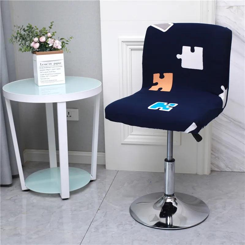 Flower Bar Stool Chair Cover Low Back Chair Slipcovers Spandex Seat Case Elastic Office Chair Cover Dining Seat Protector