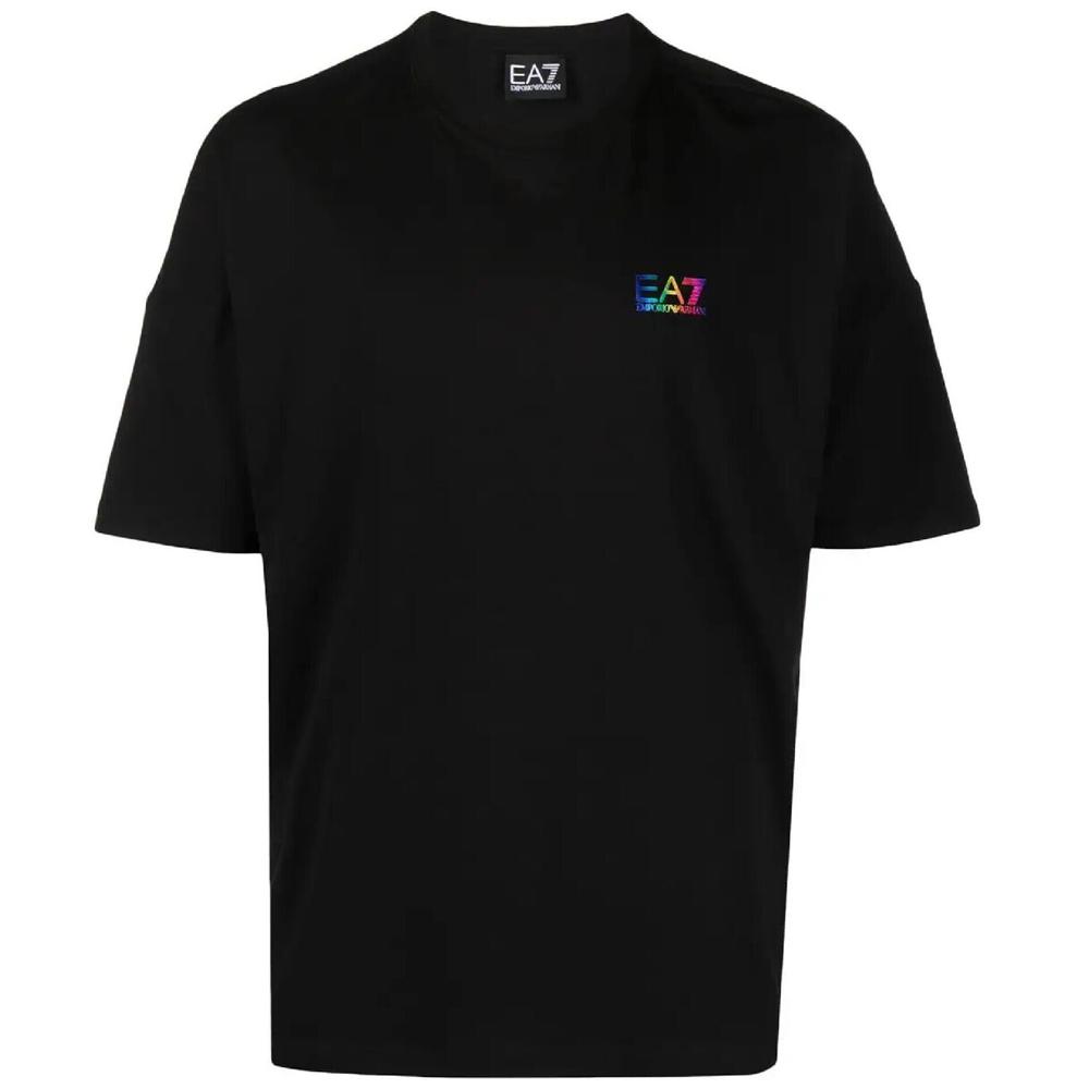 Emporio Armani EA7 SS23 Logo Print Ronde Hals Korte Mouw T-shirt Heren tops Zwart 3RPT12-PJLBZ-1200 L