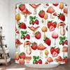 Kawaii Strawberry Shower Curtain For Bathroom Decor, Cute Pink Fruit Shower Curtain Waterproof Fabric Bath Curtain With Hooks