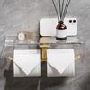 Gold Toilet Paper Holder with Shelf Black Aluminum Creative Acrylic Double Paper Towel Rack Tissue Hanger for Bathroom Kitchen