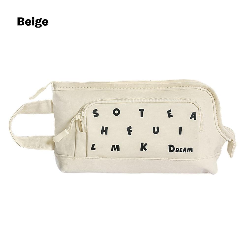 L-shape Large Opening Pen Bag Handheld Stationery Pouch Multi-functional Pencil Case  Students Gift