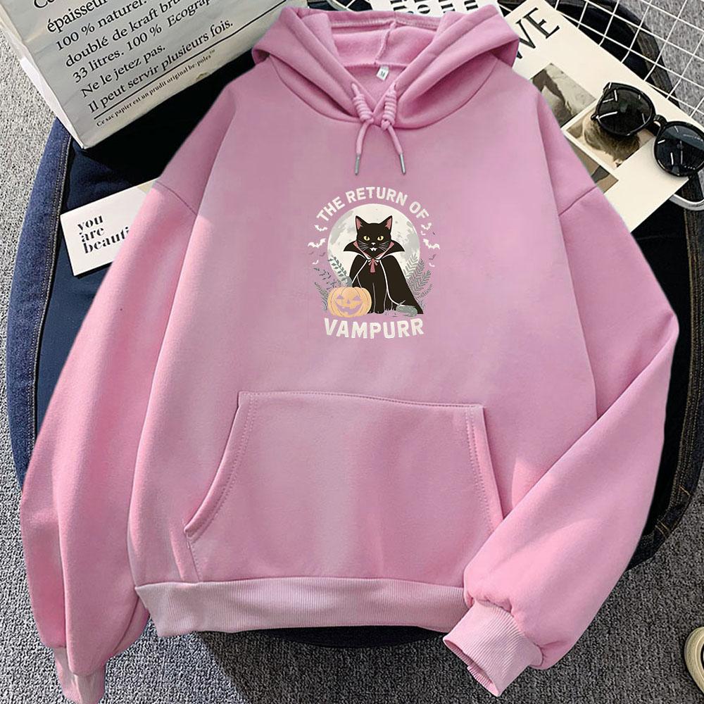 The Return of Vampurr Black Cat Posters Graphic Hoodies for Autumn/Winter Vintage Sweatshirt Funko Pop Clothing Moletom