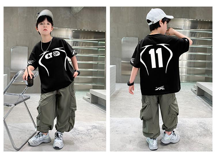 Boys' Summer Set 2026 New Children's Summer Dress, Medium and Large Children's Handsome and Fashionable Short sleeved Pants, Boys' Clothes Trendy
