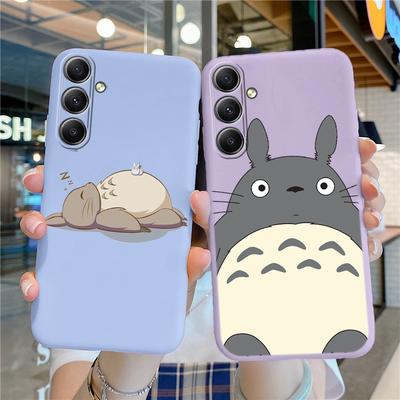 Custodia per telefono con motivo anime Totoro per iPhone, Samsung A55, S24 FE, S25, M35, Xiaomi Redmi Note 13Pro, 14C, Huawei Honor, Realme, antiurto, antigraffio, opaca.