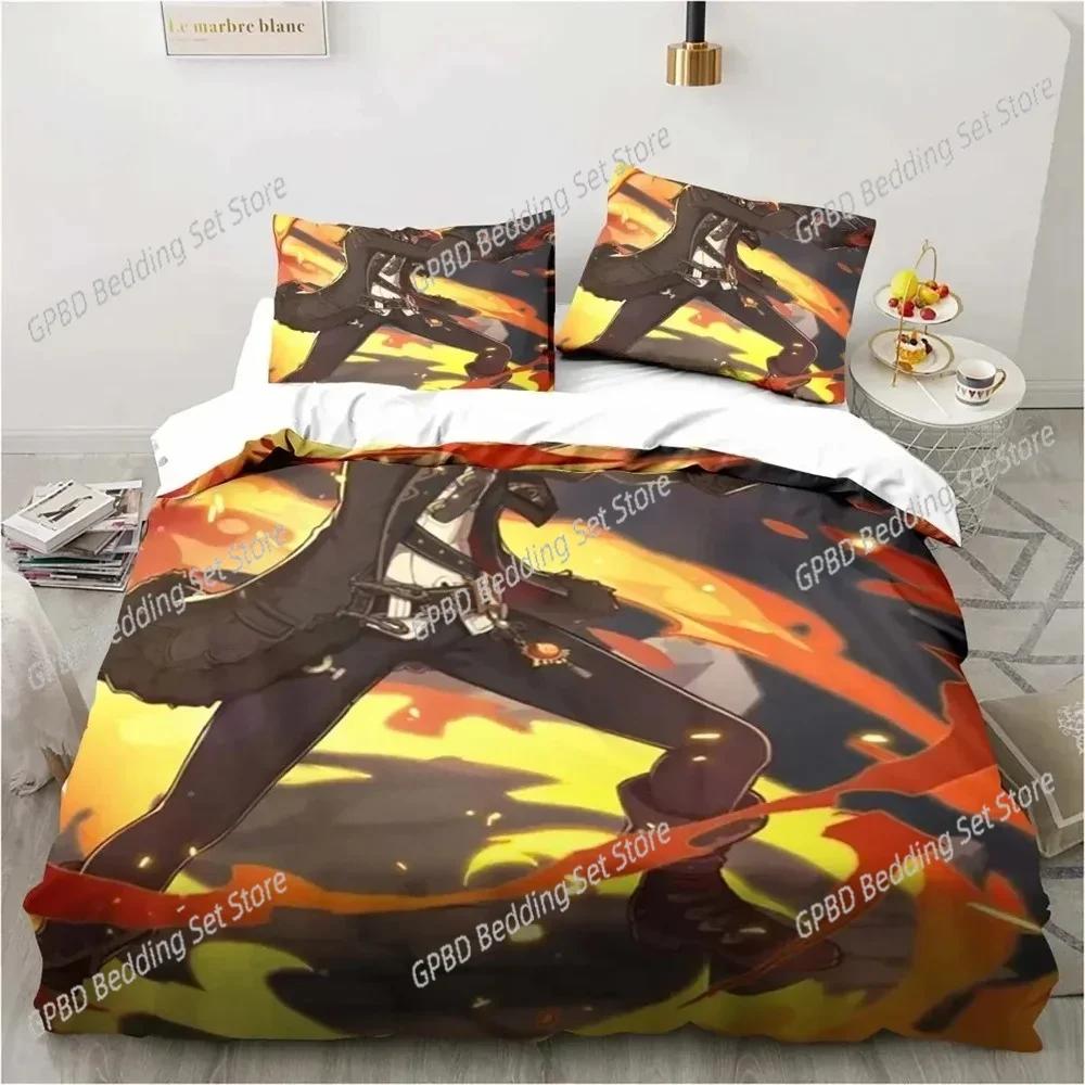 Cartoon  Anime Genshin Impact Game Comfortable Duvet Quilt Cover Pillowcase Bedding Set Children Bedroom Decoration Home Textile