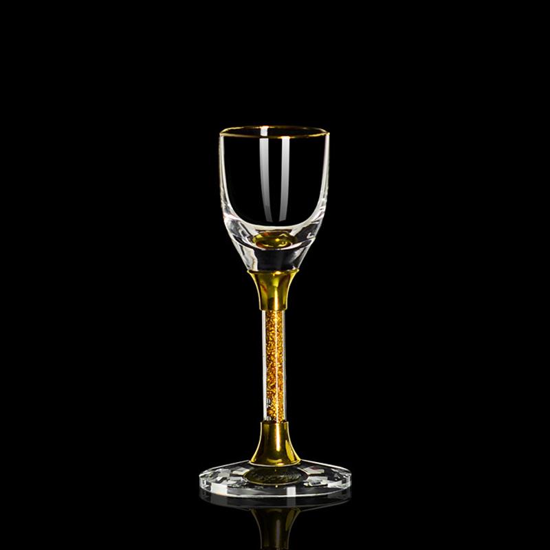 5-65ml Creative Gold Foil Shot Glass Lead-Free Crystal Glass Goblet Vodka Spirits Wine Set Gift Luxury Golden Small Wine Glasses