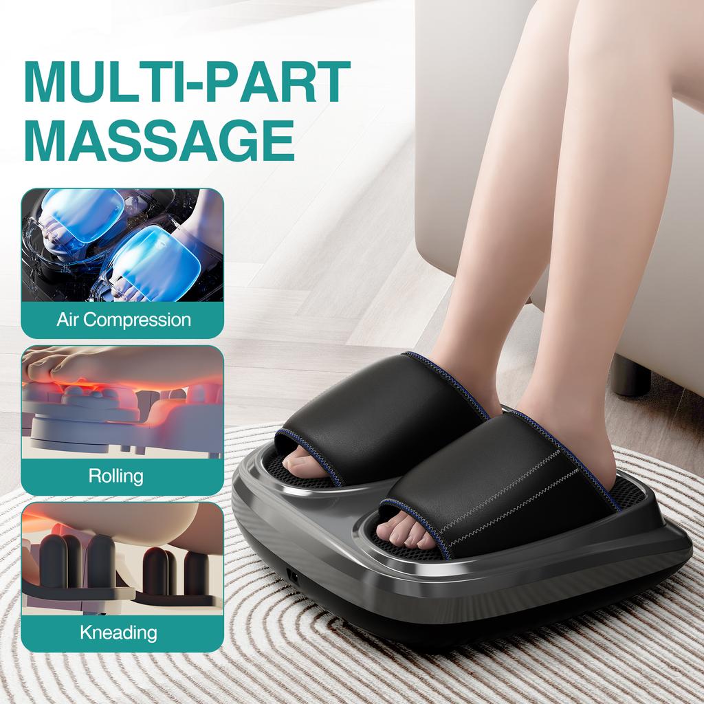 Foot Massager Machine with Heat Shiatsu Deep Kneading Rolling and Airbags Squeezing Massage for Circulation Gifts for Men Women