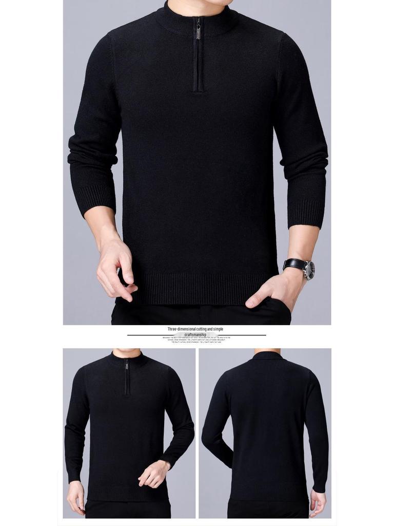 Men's New Arrival Half-Zip Knit Sweater - Thick, Warm, Pure Color for Autumn/Winter