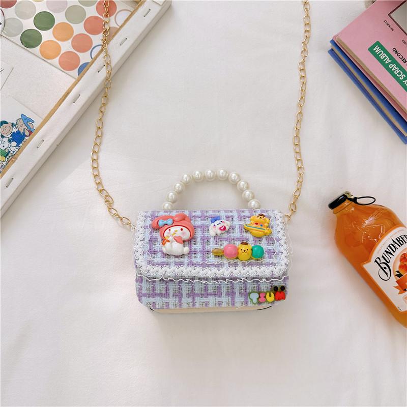 Cute Animal Design Cotton Canvas Handbag For Girls With Creative Chain Strap