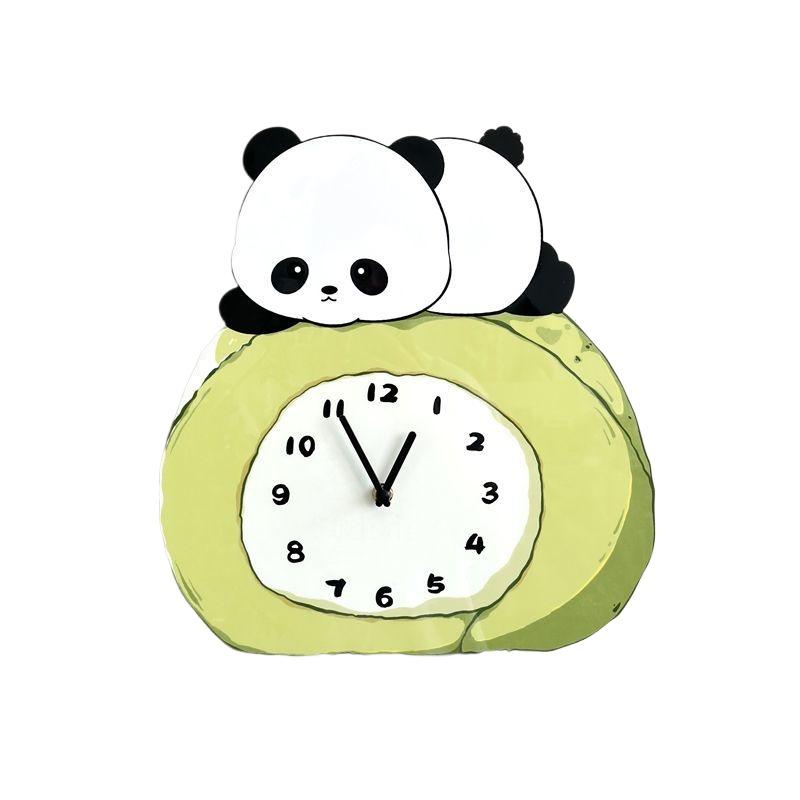 New Panda Cartoon Clock for Home Living Room, Simple Clock Decoration, Quiet, Cute and Creative Wall Clock