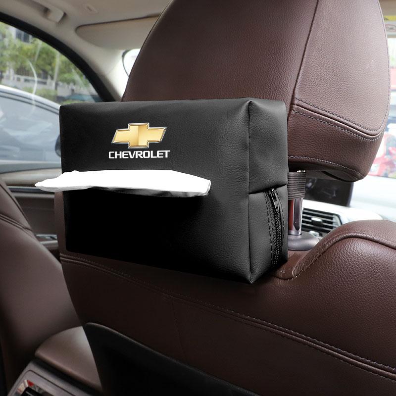 PU Leather Car Tissue Box Facial Tissue Storage Bag For Chevrolet Bolt Spark Tahoe Z71 Aveo Impala Lacetti Malibu Sail SS Cruze