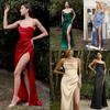 Mulheres elegantes com tiras estilingue sem mangas dividir sem costas nupcial maxi vestido longo anfitrião casamento noiva damas de honra vestidos de festa