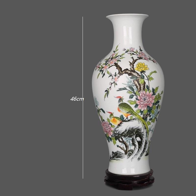 46cm Large Vase Jingdezhen Ceramic Vase Ornament Classical Blue and White Porcelain Pink Vase Home Decoration Decoration Crafts