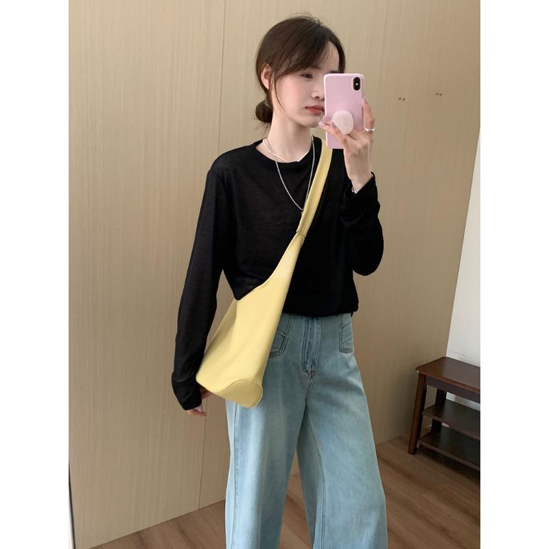 Micro-transparent Sun Protection Blouse for Women Spring and Summer Thin Versatile Loose and Slim T-shirt Top