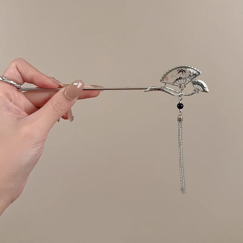 

New Chinese Style Super Fairy Fan Tassel Women s Hairpin Ancient Style Hanfu Horse Face Skirt Niche Fashion Accessories Headwear