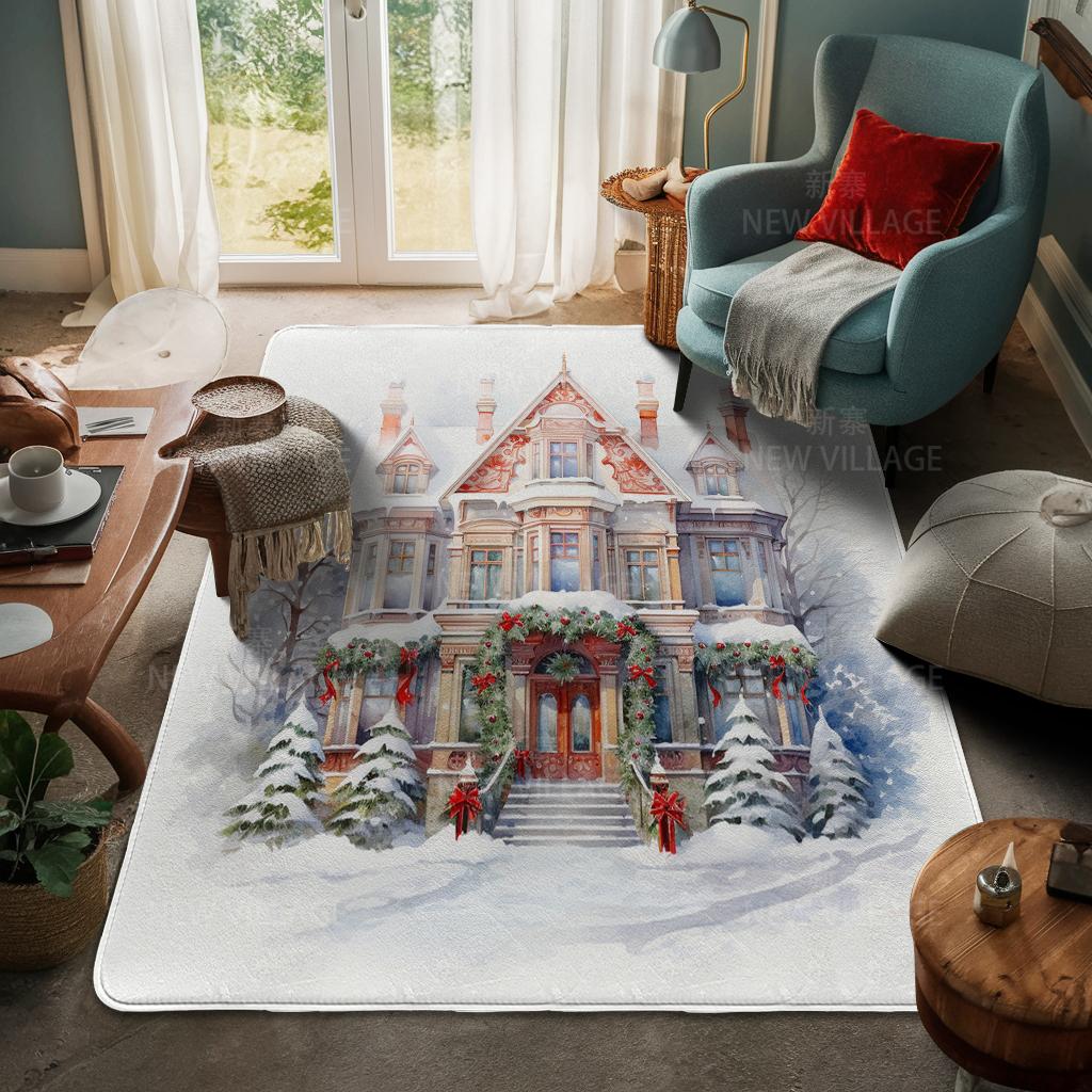 House Entrance Carpet Home Door Mat Living Room Bath Foot Bathroom Non-slip Water Absorption Rugs Bath Merry Christmas Winter