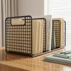 Iron Bookshelf with 4-Grid Organizer Thick Iron Anti-Rust Durable Book Storage Rack for Office Documents