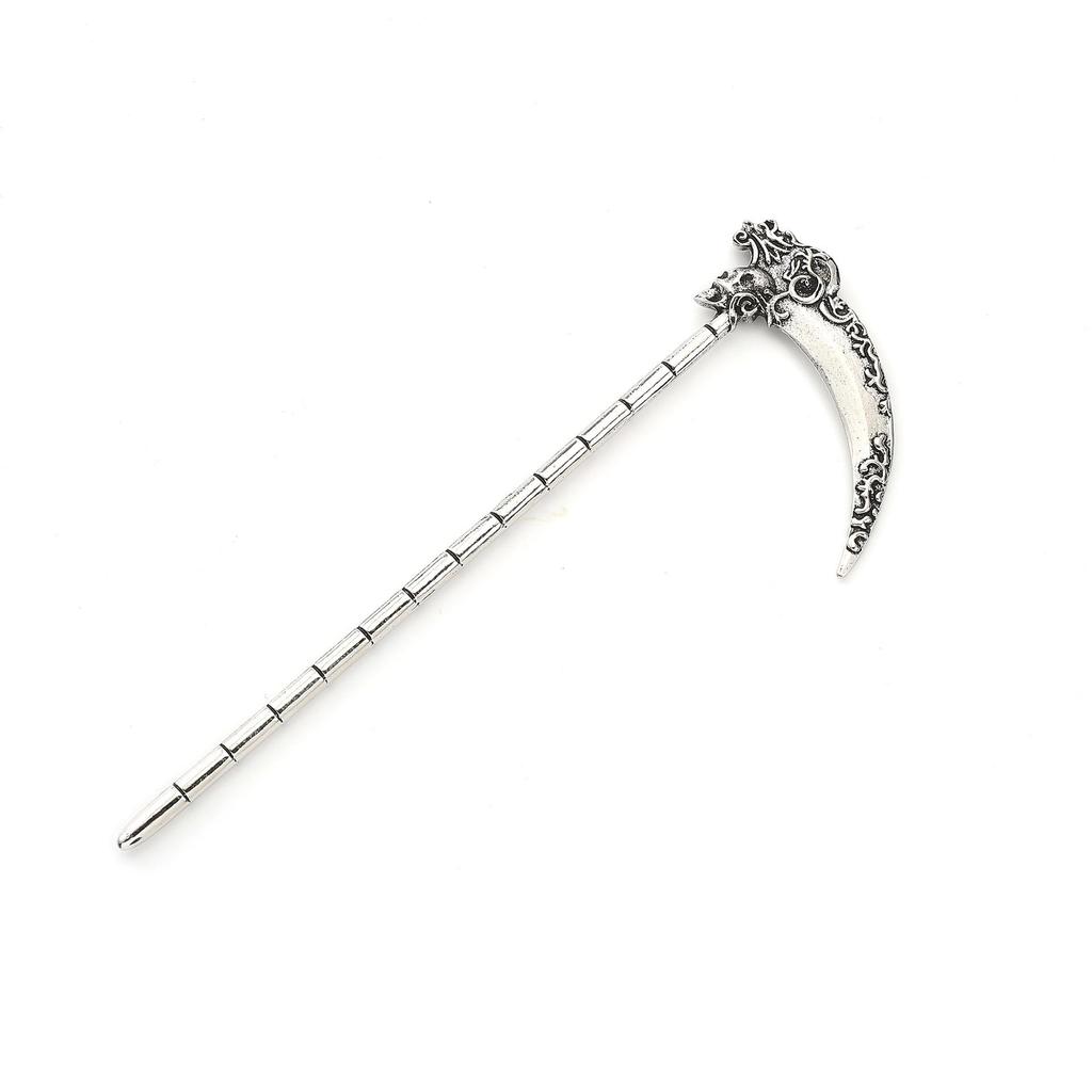 Gothic Skull Grim Reaper Scythe Hairpin Fork in Viking Norse Style