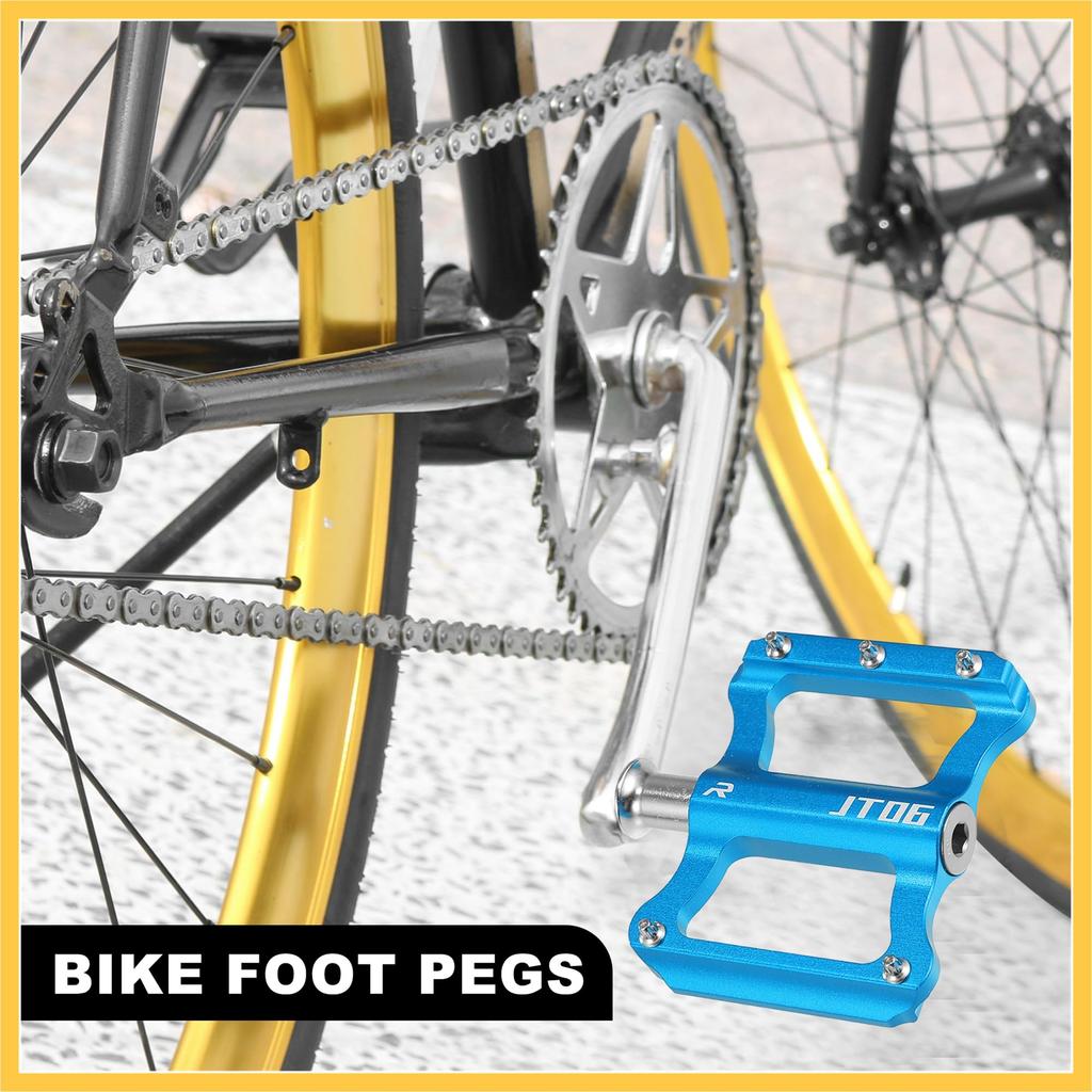 BULLSPANN Aluminum Alloy Rear Foot Flat Universal Compatible with Replacement Accessories Pegs, Pedals, Footrests, Replacement, Blue, 9/16" Axles,