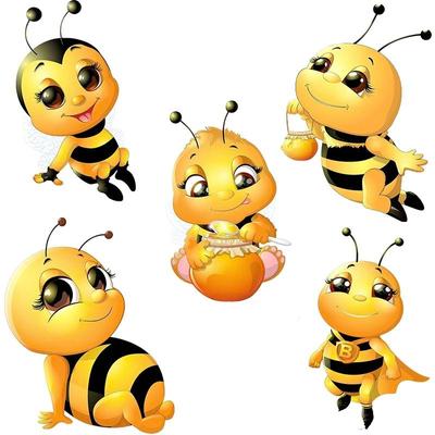 Self-adhesive Decal  Cute Little Bee Cartoon Insect Car Sticker Waterproof Auto Decors
