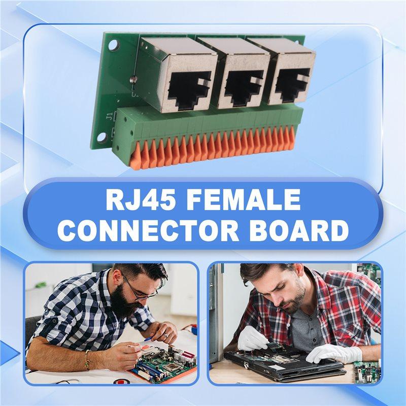 A84X-RJ45 Female Breakout Board,Solderless RJ45 To 8Pin Quick Spring Terminal,Three Ways RJ45 Female Connector With PCB Board