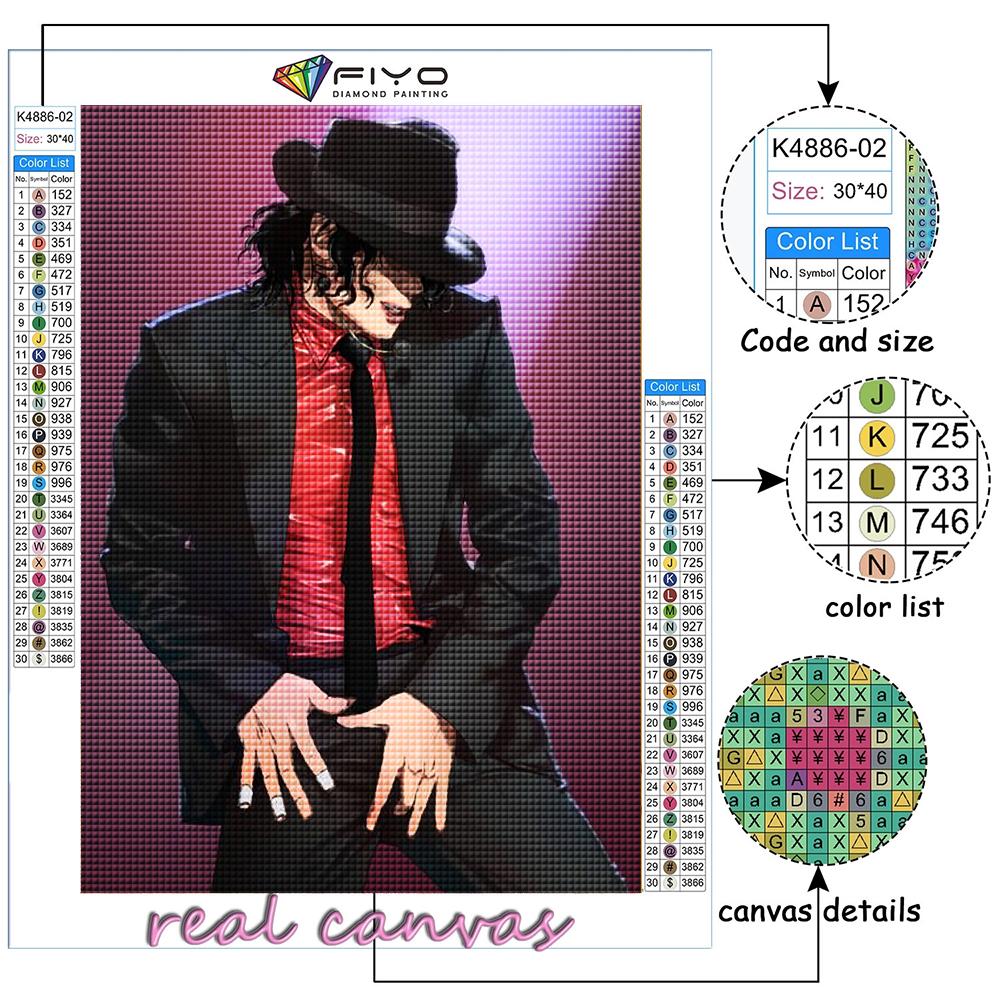 5D Diamond Painting Full Diamond World Superstar Michael Jackson  Diamond Painting Handmade Diy Diamond Mosaic Painting Home Decoration