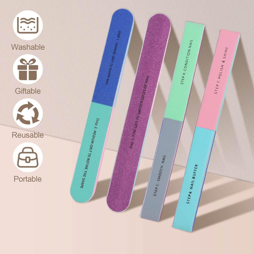 1/5Pcs Nail File Seven Sided Polishing Tools Manicure Pedicure Professional Files Nail Art Sanding Buffer Block Nail Tools