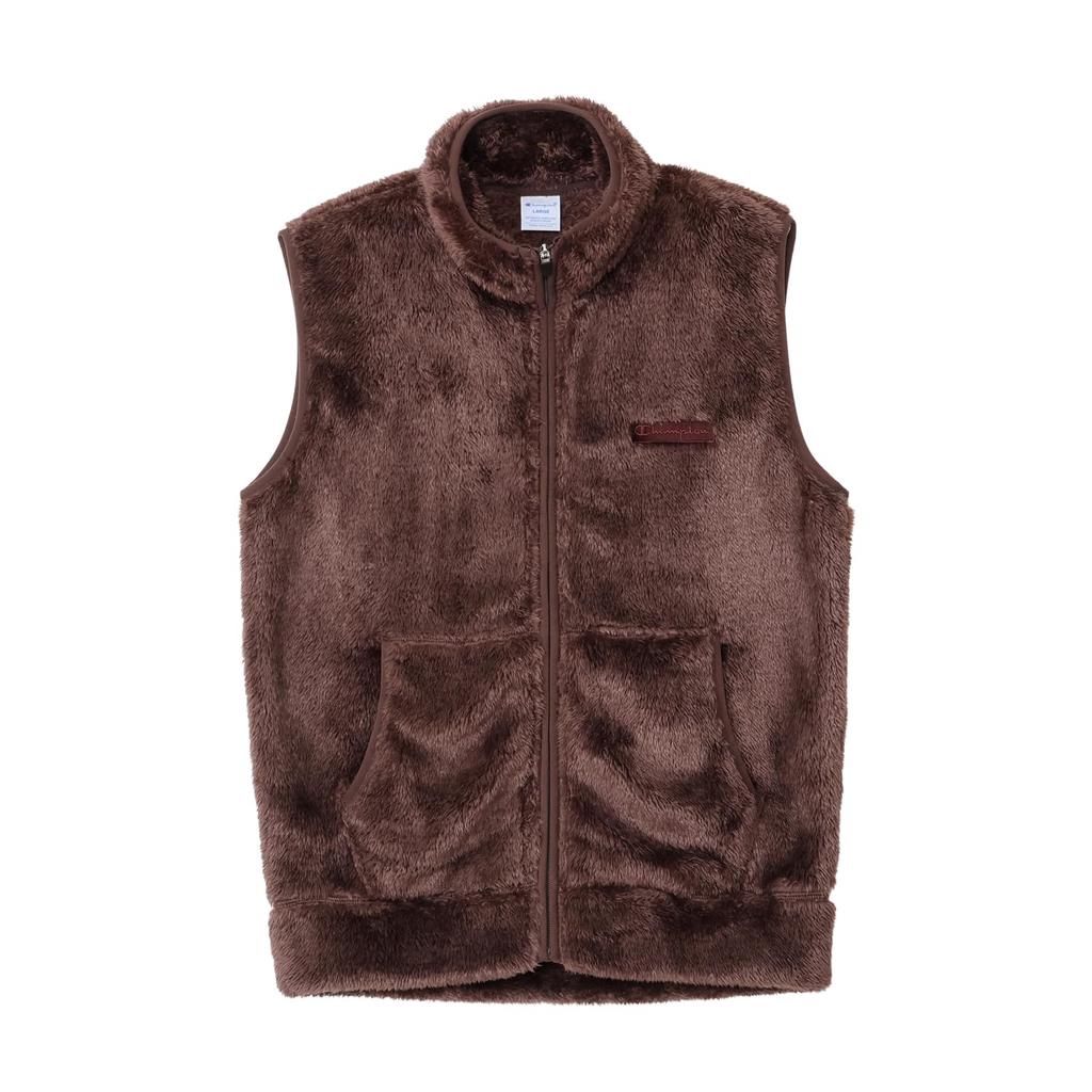 Champion Vest Boa Script Logo High Brown Men's Full-Zip Jacket, Fleece, Embroidery, Neck, Basic, C3-L617/C3-L617Z,