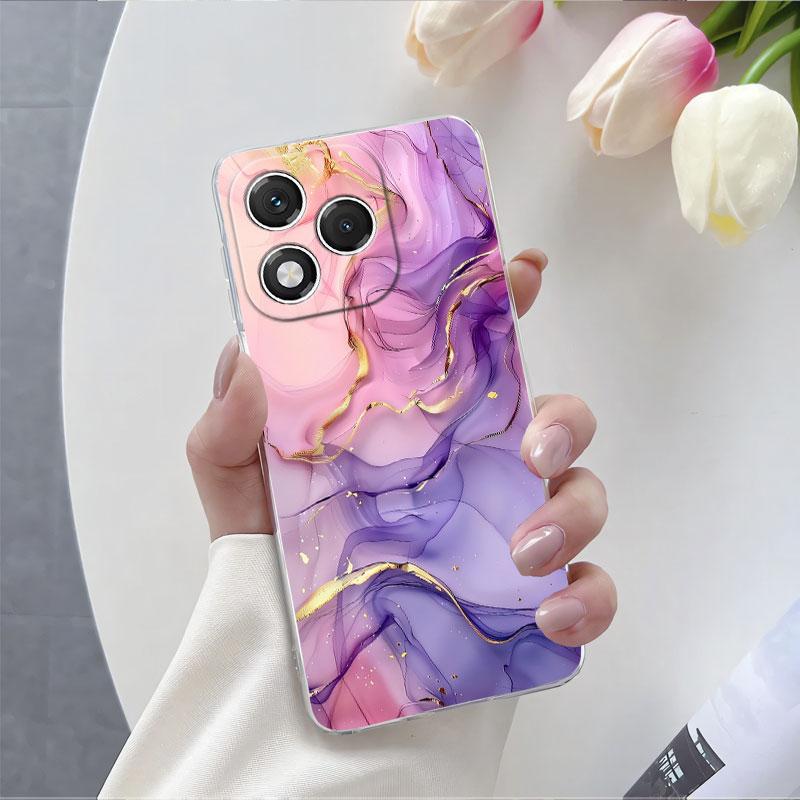 For Honor 400 Lite  Case Luxury Fashion Clear Phone Case For Honor 400 Pro Marble Flower Transparent Soft Silicone Protect Cover