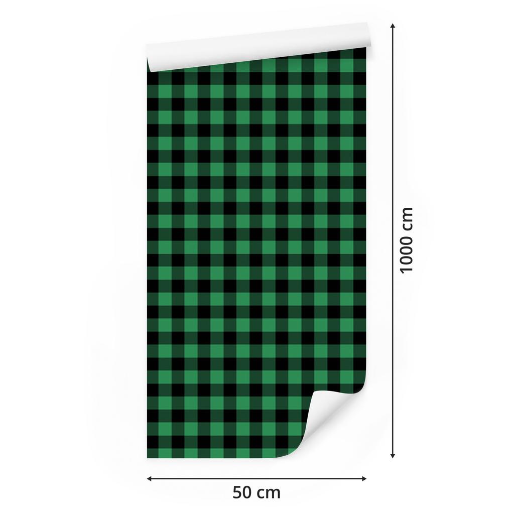 Bottle Green and Black Checkered Wallpaper 50x1000