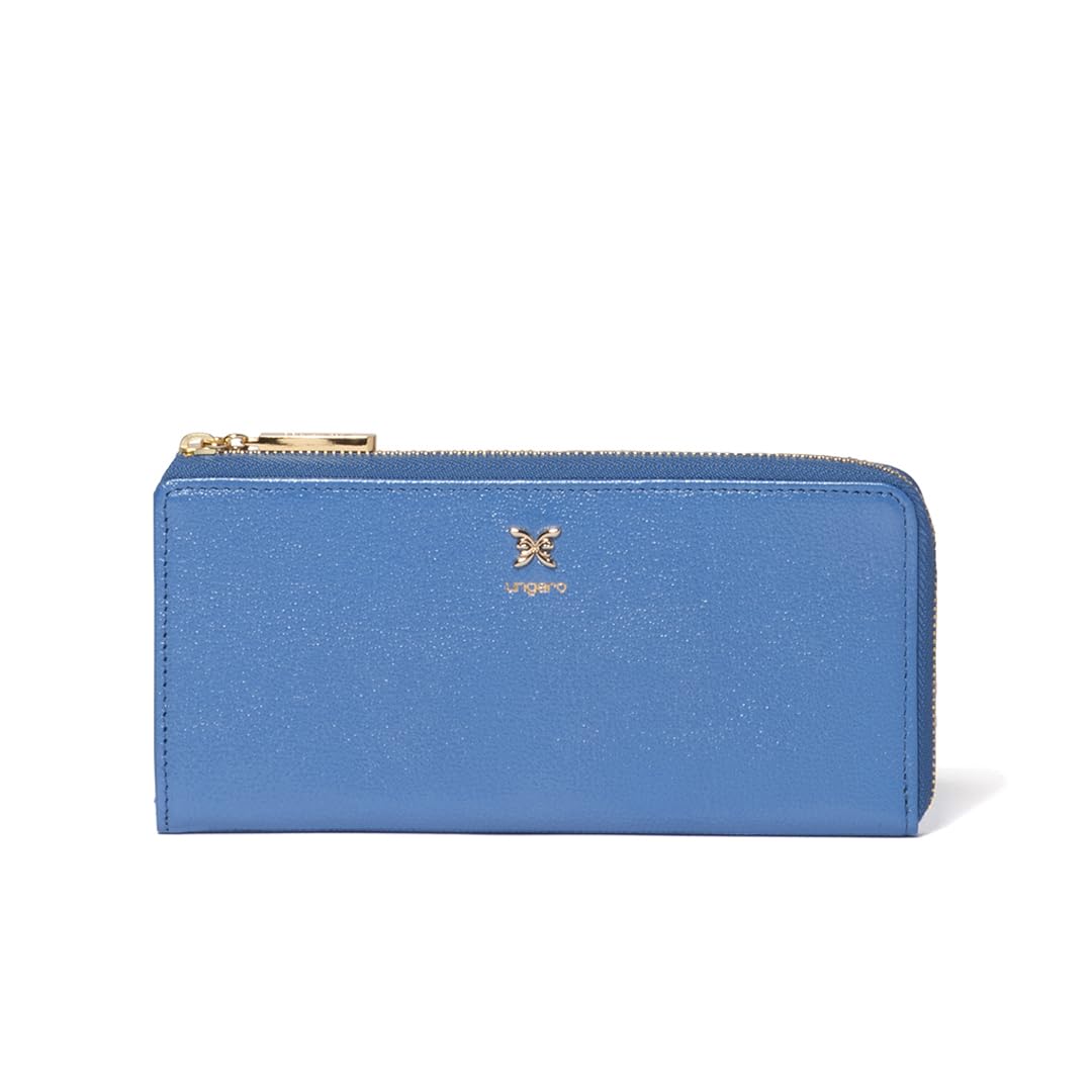 by zipper long wallet cowhide leather UULW5BT2 [U Ungaro] L-shaped [Papillon] Women s синий