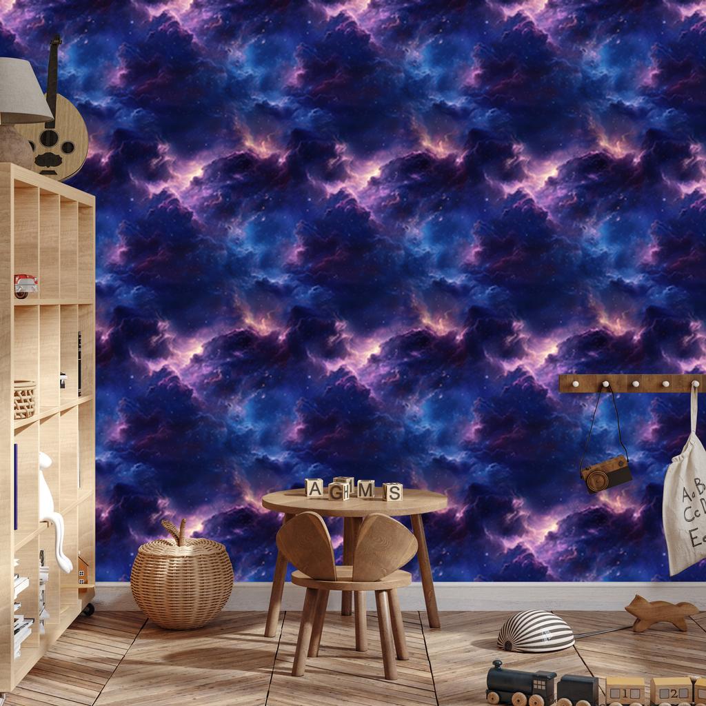 Watercolor Galaxy Wallpaper Navy Blue, Indigo Bottom 50x1000