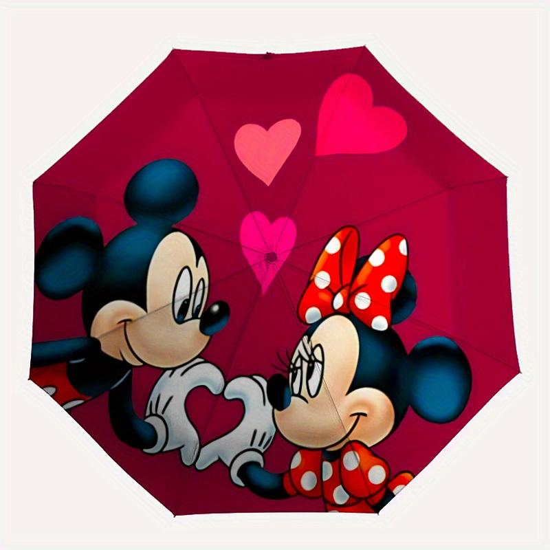 1pc Mickey, Minnie Automatic Umbrella Durable Iron Frame & Plastic Handle, Sturdy Construction, Playful Design yy250822026