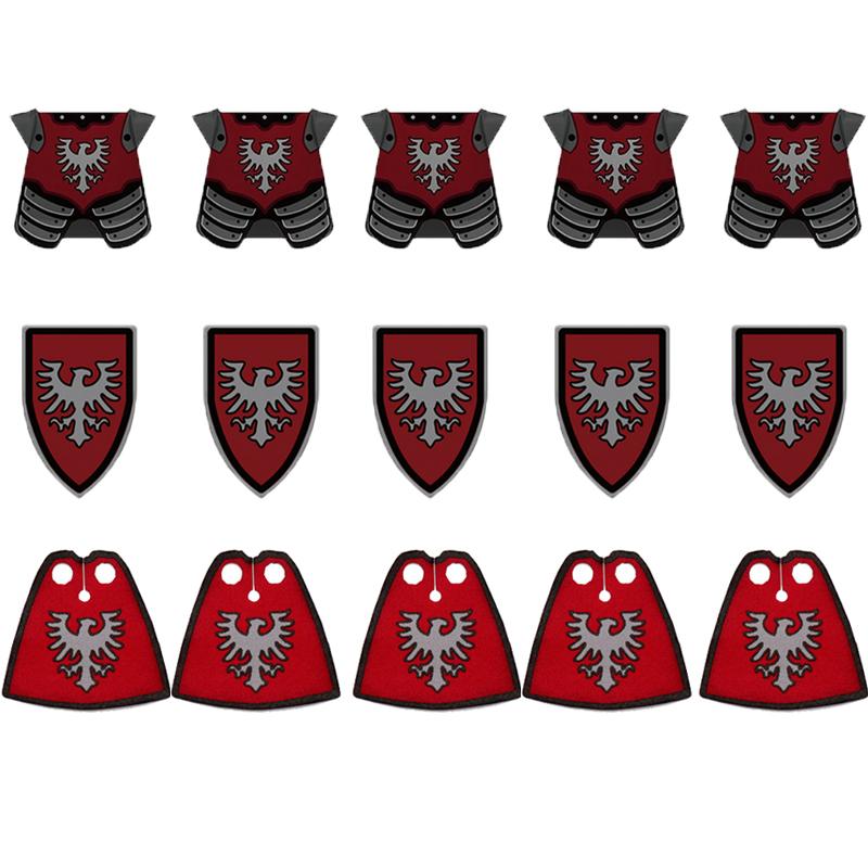 MOC Medieval Building Blocks Character Accessories Shields Armor Vests Warhorses Flags Set Mounts Toy Gifts Compatible Bricks