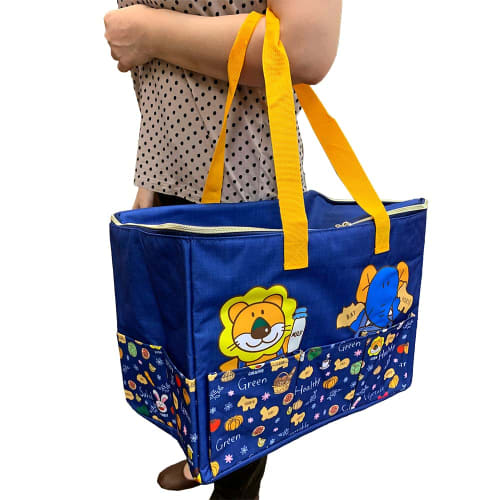 Tabekko Animals Denim-Style Cooler Bag with Multiple Pockets, Large Capacity, 3 Pockets, Approx. 30 X 40 X 26cm, Official Merchandise