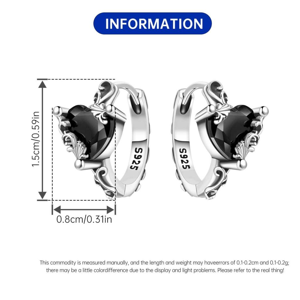 Orstarry S925 Silver Earring Vintage Style Carved Vine Black Zircon Hoop Earring For Women Birthday Gift Silver Jewelry