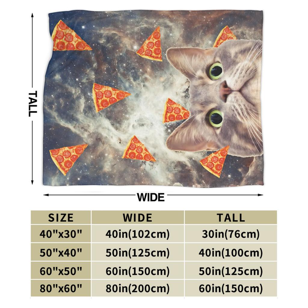 Weltraumfliegende Pizza-Katze Kunst Collage Woll-Decken Surrealismus Kunst Lustige Überwurfdecke für Steppdecke 200x150cm Warm