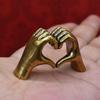 Vintage Brass Heart-Shaped Hand Statue, Love Hand Sculpture Model Ornament Home Office Desktop Decor