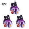 Outdoor Halloween Decoration 3Pcs Mini Resin Figurines, Miniature Pumpkin Ghost Grim Reaper Cake Topper Figure Castle Statue for Spooky Fairy Garden,