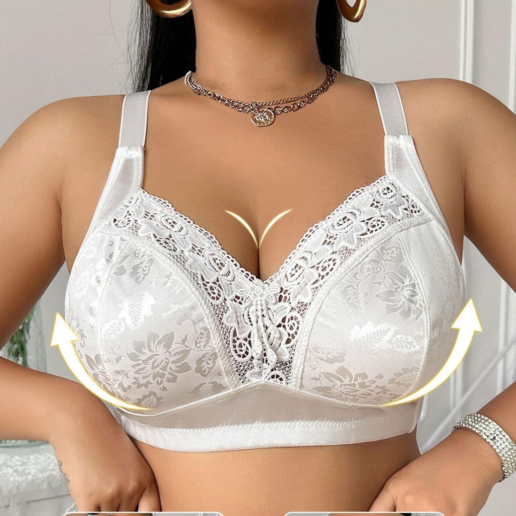 Big Chest Small Fashionable Shiny Pattern Pure Desire Underwear Lace Fat Girl Large Size Bra