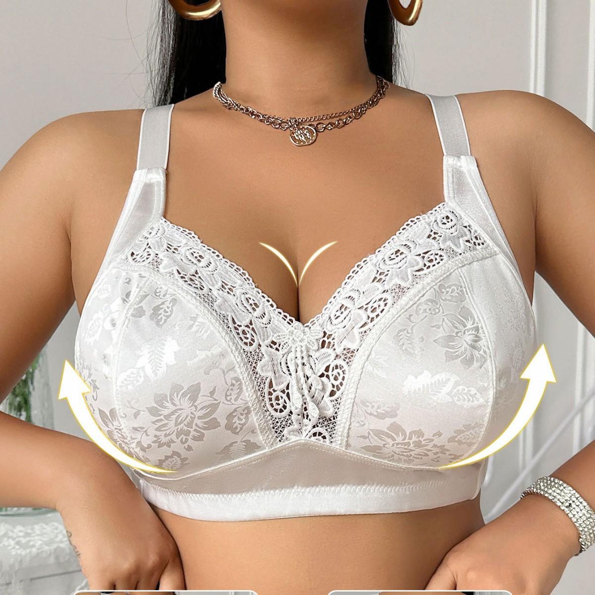 

Большая грудь Маленький модный блестящий узор Чистое желание Нижнее белье Кружево Полная девушка Большой размер Бюстгальтер 5XL белый