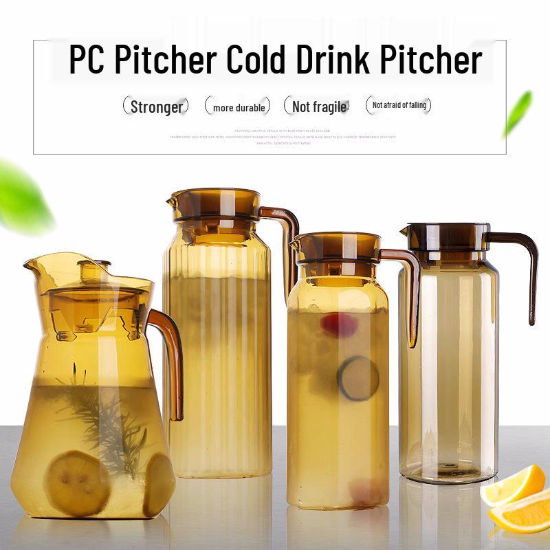 Acrylic High-Temperature Resistant Pitcher - Large Capacity Cold Water and Juice Jug for Home, Restaurant, or Bar