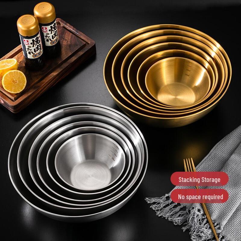ZISIZ Stainless Steel Salad & Noodle Bowl with Scale