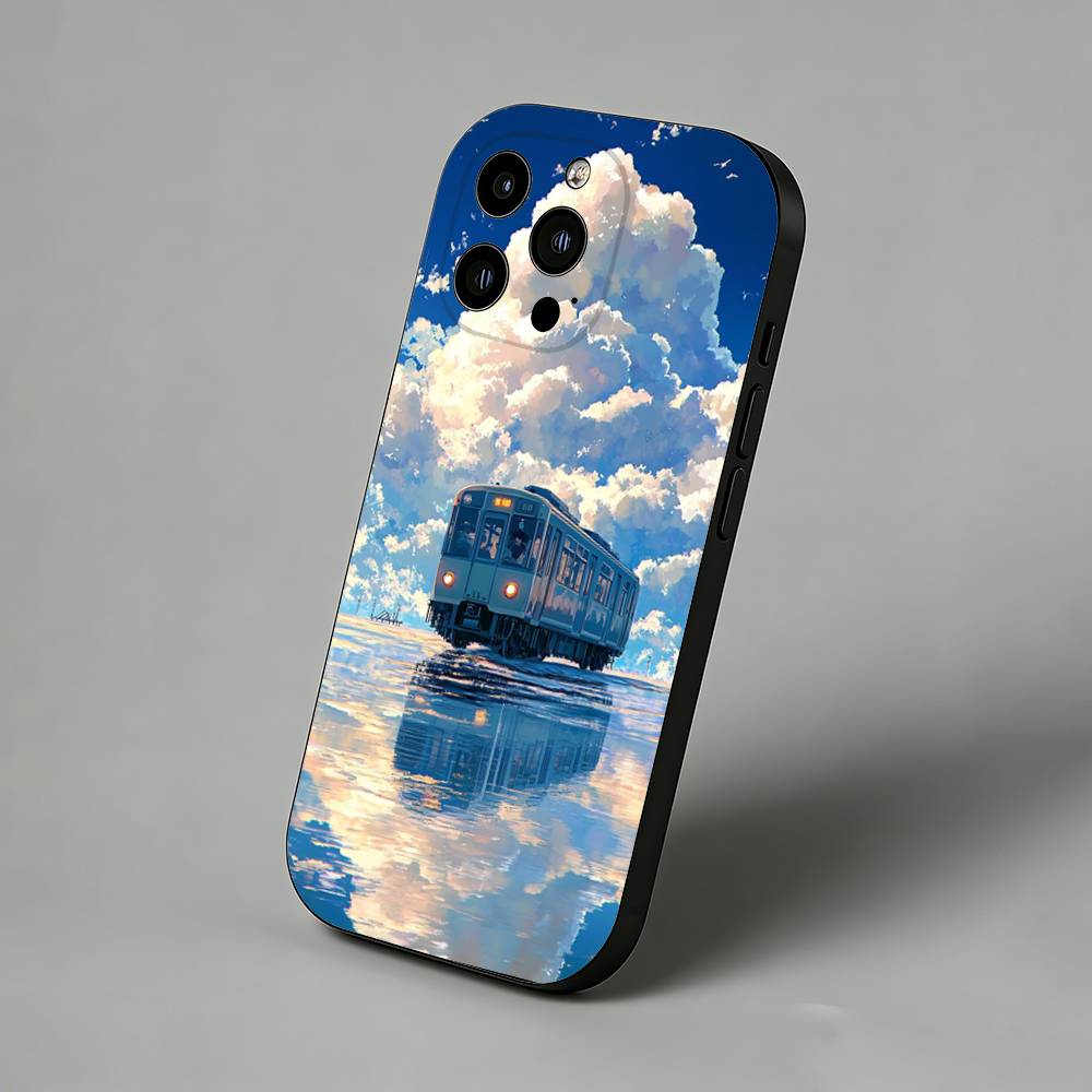 

Retro Japanese Vintage Train Slim Back Phone Case for iPhone 17 Air 16 Pro Max 16e 15 Plus 14 13 Mini 12 11 Protective Cover iPhone17pro