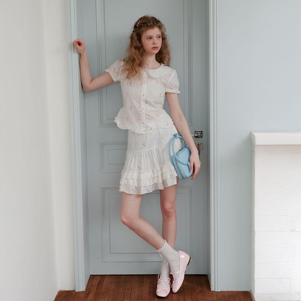 Ceme Adu Cest_Floral Ruffle Mini Skirt