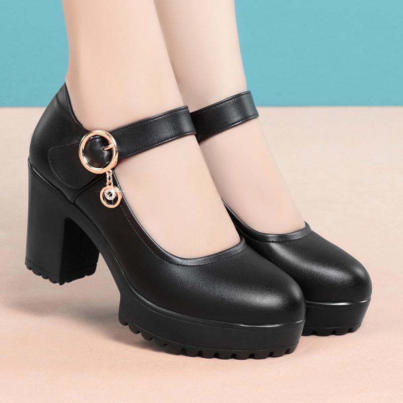 Fashion Women's High Heel Shoes Shallow Thick Bottom Platform Pumps Women Shoes 2024 Block High Heels Shoes for Office Party Wedding