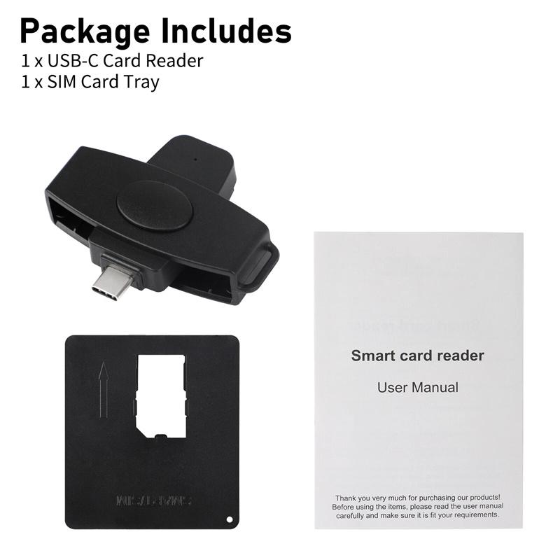 Type-C Smart Card Reader Portable Smart Chip Reader Bank Tax Declaration Accessories Support For Windows For Mac/Android Os